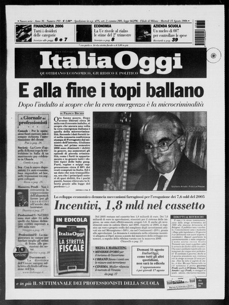 Italia oggi : quotidiano di economia finanza e politica